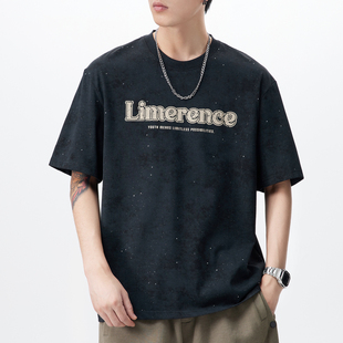 5分短袖 26SS泼墨重磅T恤男满天星潮牌发泡印花宽松大码 lab Erise