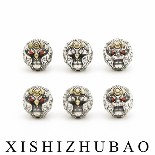 S925纯银嵌铜大鹏鸟鼓珠