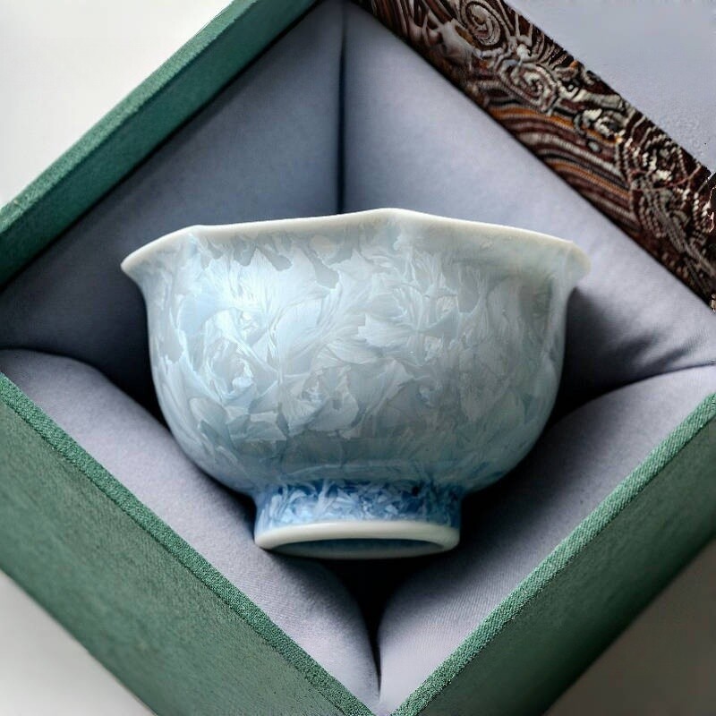 高档结晶釉窑变花口主人杯单杯个人茶杯陶瓷品茗杯高温茶盏送礼