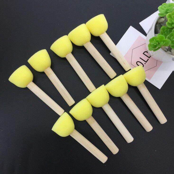 儿童手工美术材料圆形海绵刷绘画涂鸦工具蘑菇头印章幼儿园海绵棒