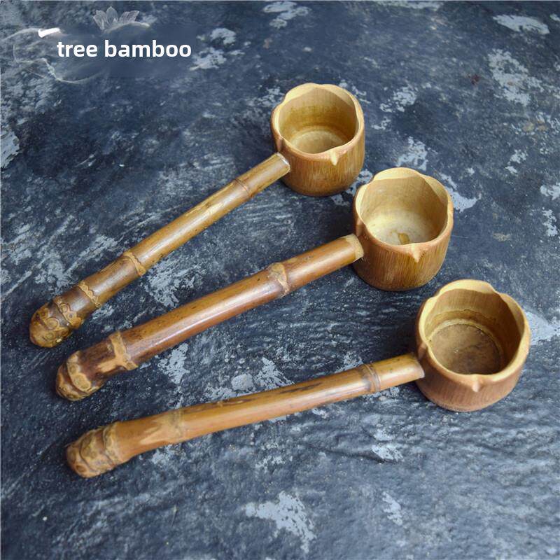 茶道竹根茶水勺竹制分茶勺长柄把舀水瓢小汤勺中式功夫茶具煮茶器