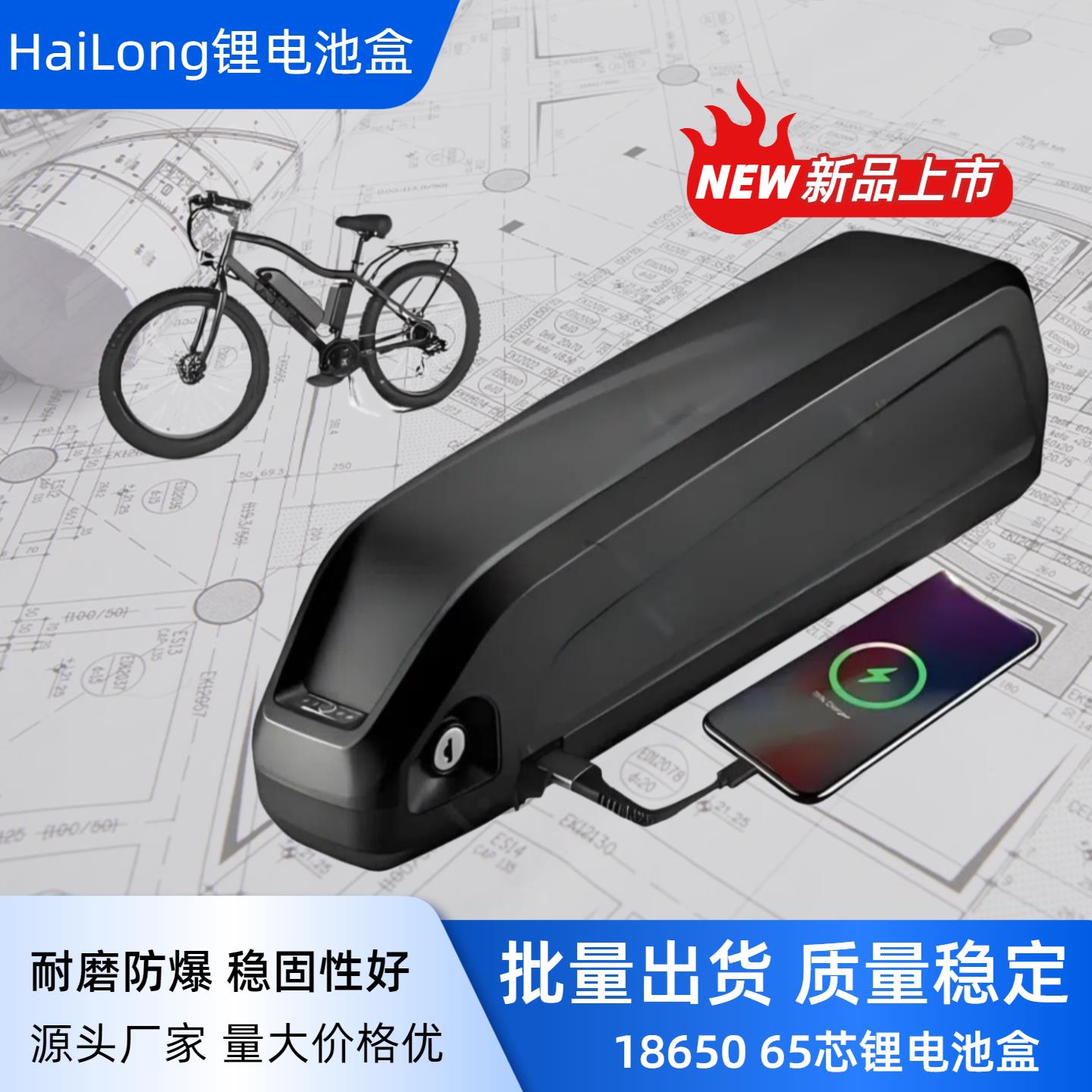 电动车锂电池48v12AH改装助力车出口海龙款电池盒 2型款36伏电瓶