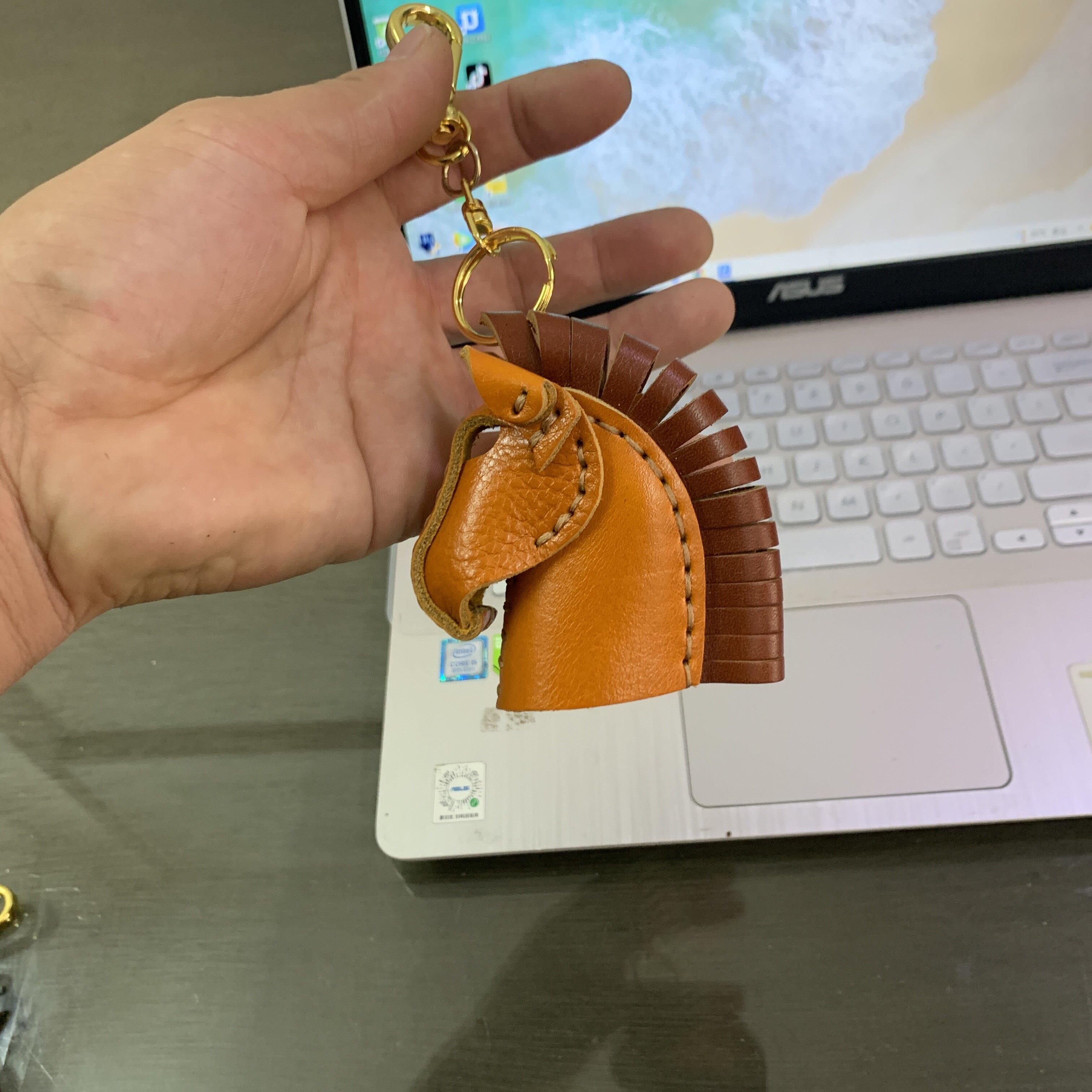 diy头层牛皮真皮 创意礼品包包钥匙马头挂饰挂件半成品手工材料包