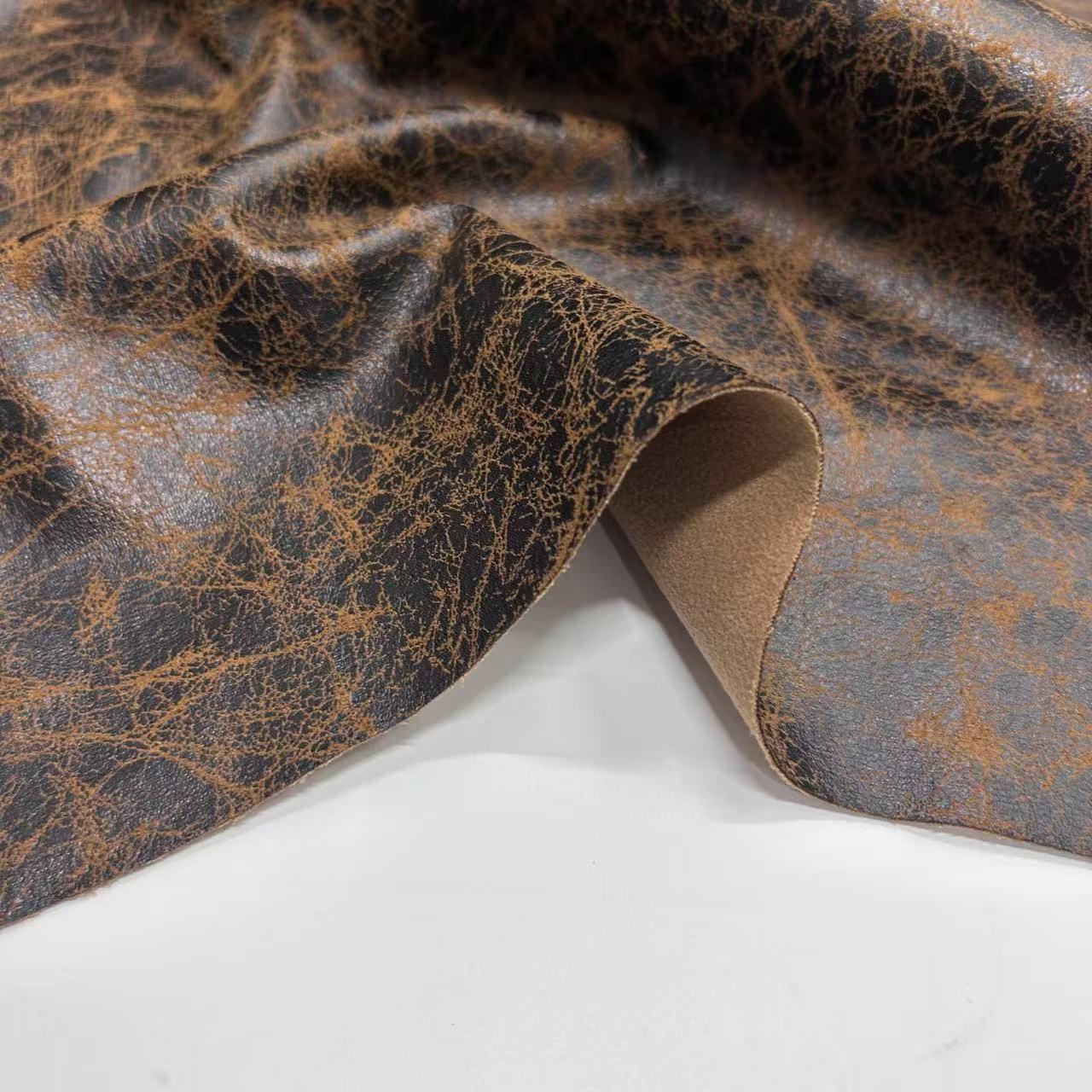 新款进口油蜡麂皮绒面料手工DIY皮料偏挺复古PU皮沙发皮料软包料