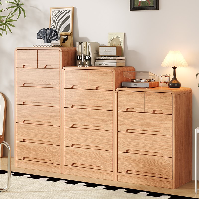 全橡木斗柜家用松木靠墙卧室客厅五斗经济型收纳实木原木风抽屉柜