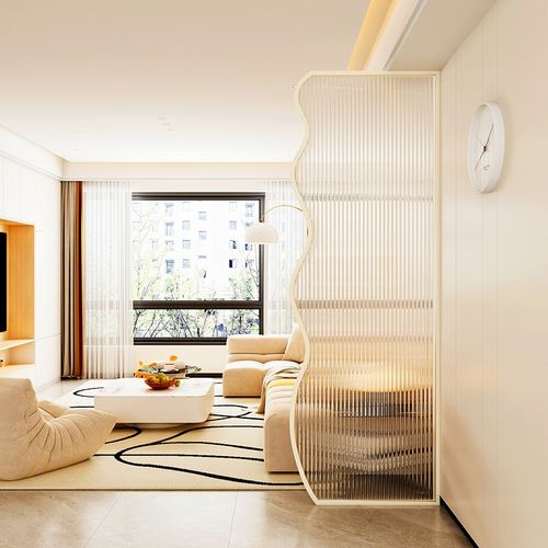 入户弧形屏风客厅遮挡钢化艺术玻璃洗漱台卫生间干湿隔断玄关