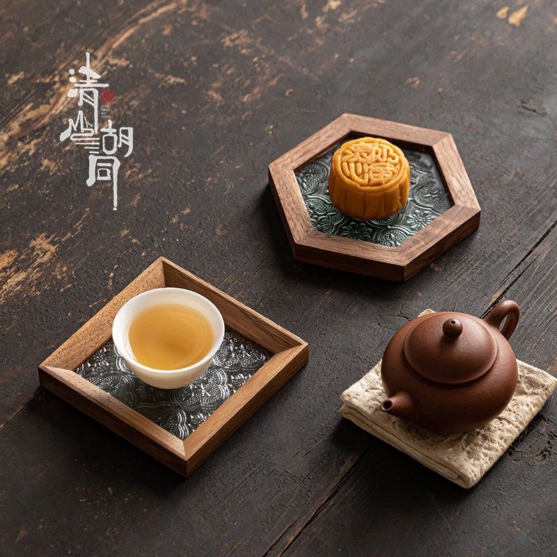 山胡同中式复古玻璃杯垫家用茶杯隔热垫功夫茶具防烫茶托茶点碟,餐饮具,茶托,淘宝优惠券,粉丝福利购,淘宝优惠卷