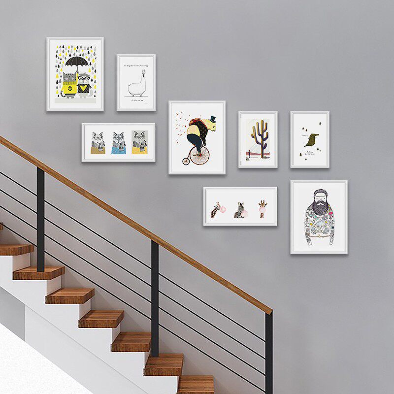 楼梯照片墙相框墙挂墙创意楼道走廊背景墙墙面装饰墙壁相片框