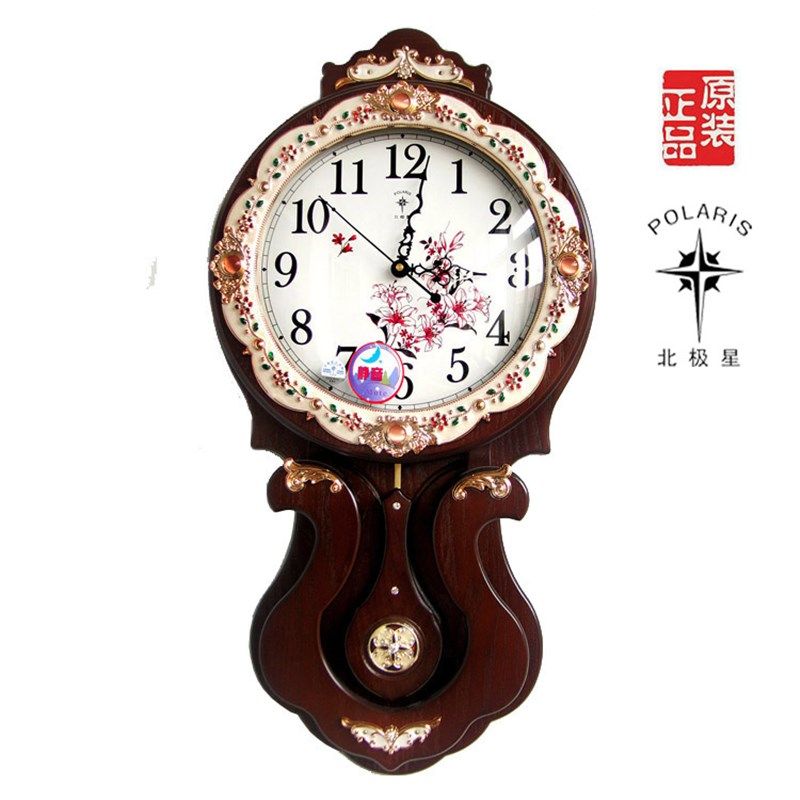 北极星欧式创意挂钟现代时尚客厅壁挂钟木制静音扫秒钟表,家居饰品,挂钟,淘宝优惠券,粉丝福利购,淘宝优惠卷