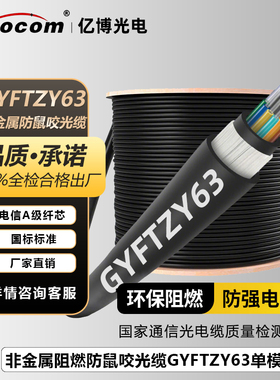 亿博（Ebocom）GYFTZY63防鼠咬光缆 国标单模室外非金属阻燃玻璃纱24/36/48芯层绞式光纤线地埋防鼠咬光缆
