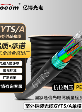 亿博（Ebocom） GYTS/GYTA室外铠装光缆24芯 国标室外光缆电信级单模光缆 架空/管道层绞式铠装光纤线缆