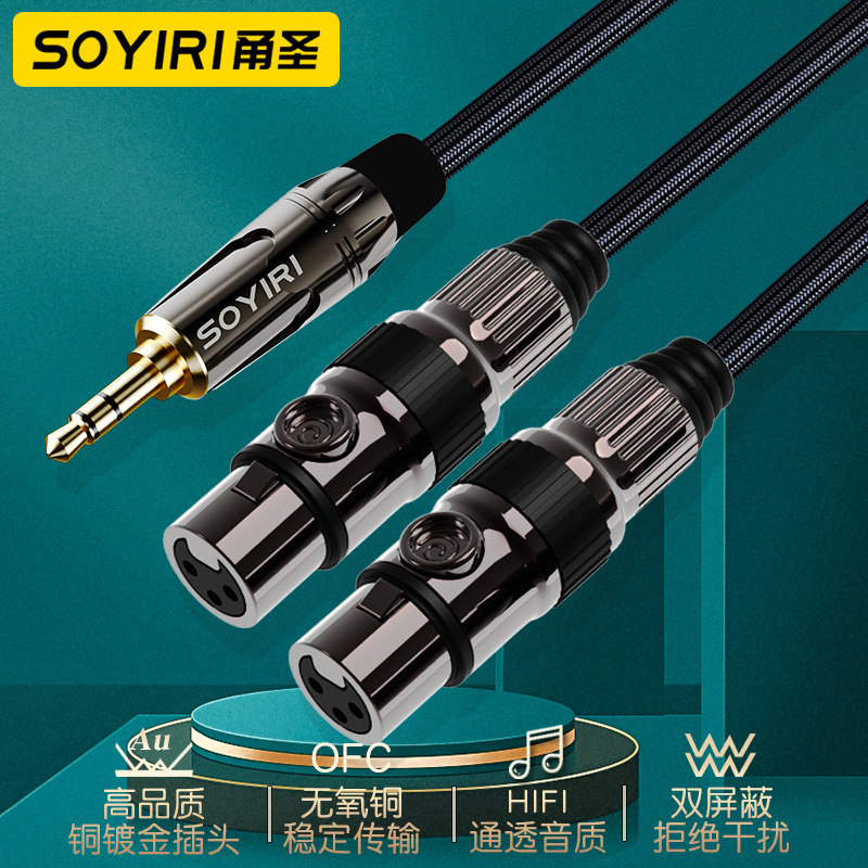 SOYIRI3.5mm转双卡农母电脑xlr卡侬功放调音台录音频连接线