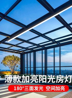 玻璃阳光房专用灯 雨棚灯超亮LED凉亭防雨防虫耐高温长条阳光棚灯