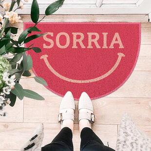 卡通笑脸入户门地垫耐脏丝圈防滑脚垫卧室门厅个性家用可裁剪地毯