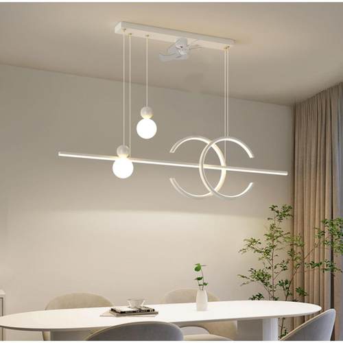 风扇灯吊灯餐厅灯现代简约360度摇头变频节能家用LED吊灯6档变速