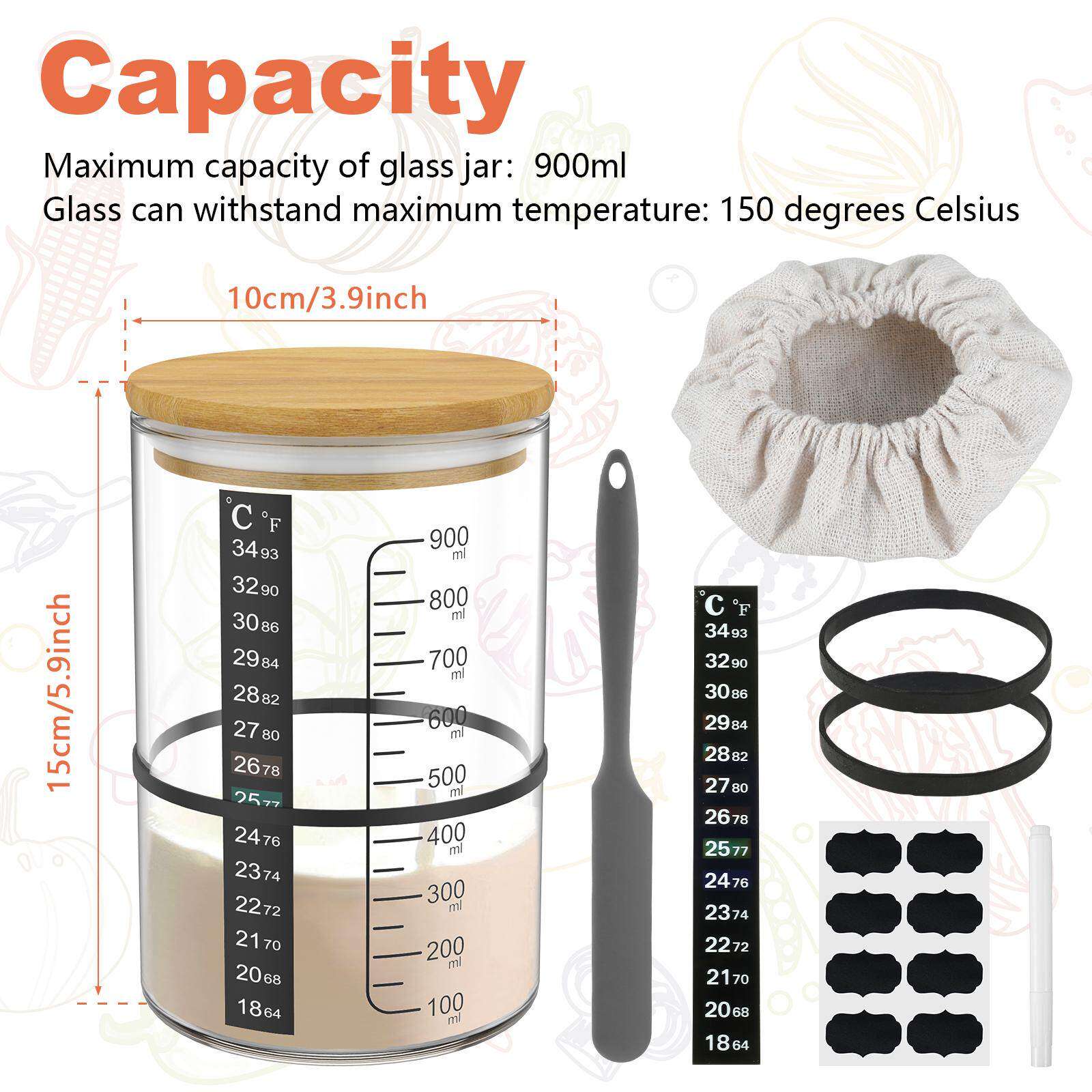 Sourdough Starter Jar Kit 900ML Sourdough Starter Container - 实物图