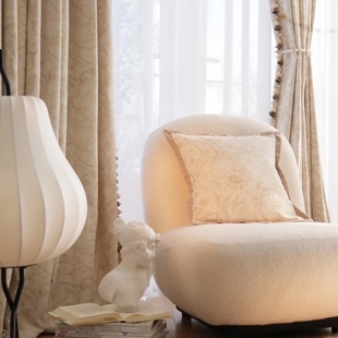 杰奎琳美式 复古奶油高端提花雪尼尔厚重垂顺定制客厅卧室窗帘 法式