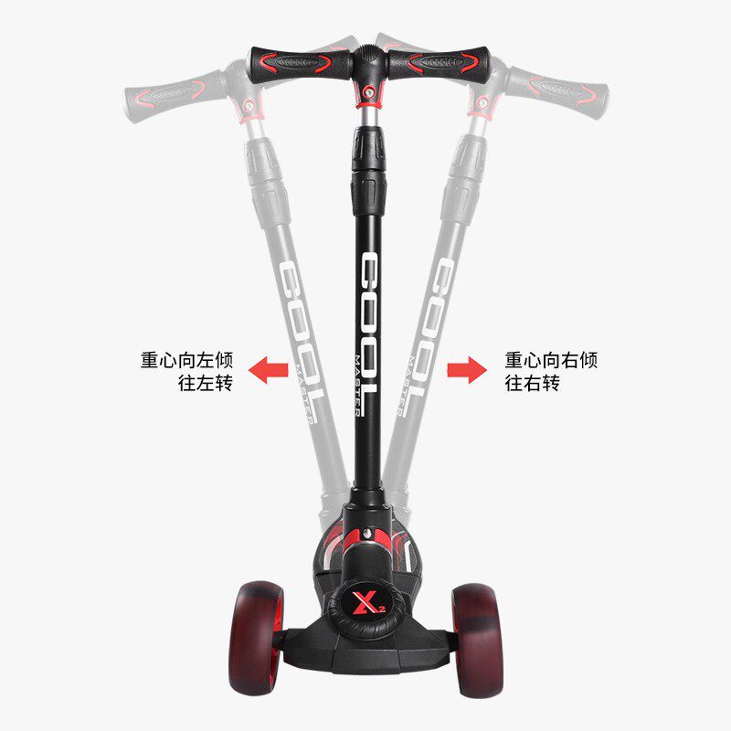 佐卡伊大童男折叠滑板车大号6-8-10-12岁以上儿童女校园代步闪光