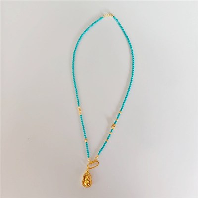 天然绿松石项链女葫芦吊坠万能扣可拆卸锁骨链国风毛衣链生日礼物