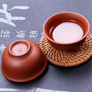 宜兴朱泥红紫砂功夫茶杯紫砂单个主人杯小号客人小杯子品茗杯