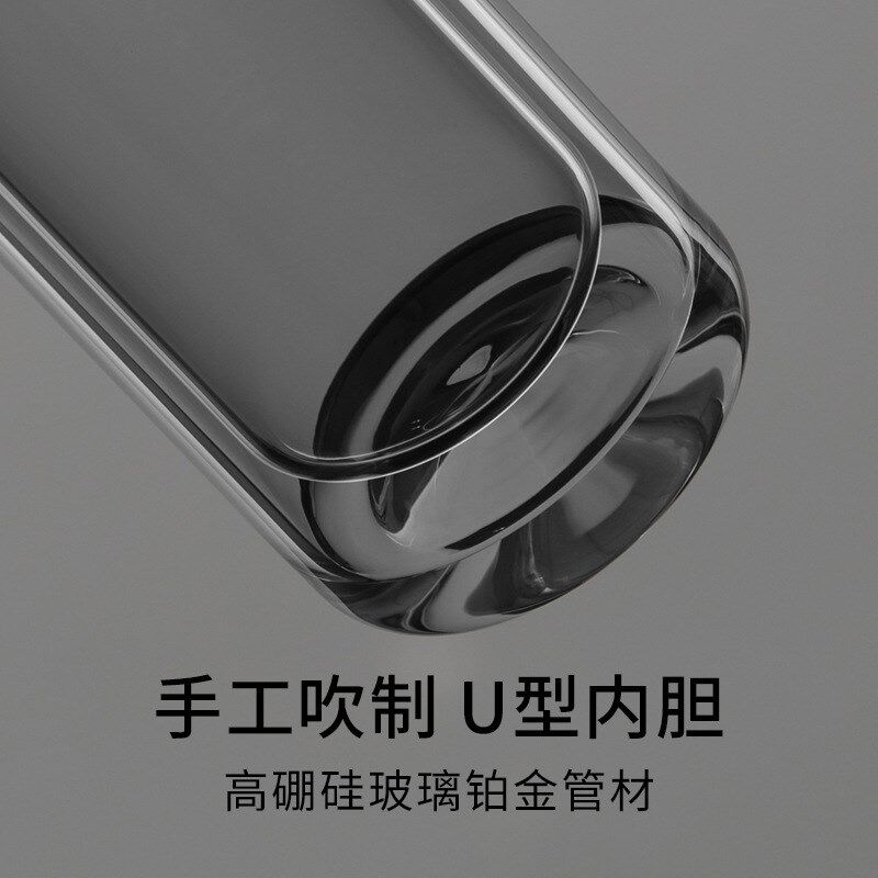 高端水晶U型内胆玻璃杯双层加厚泡茶杯子水滴商务车载单便携水杯