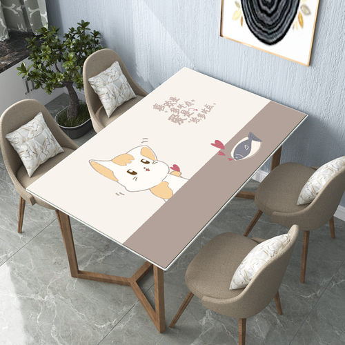 卡通餐桌垫pc防水防油免洗长方形水晶板软塑料玻璃少女心桌布厚