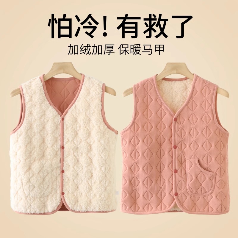 冬季加绒加厚保暖马甲外套