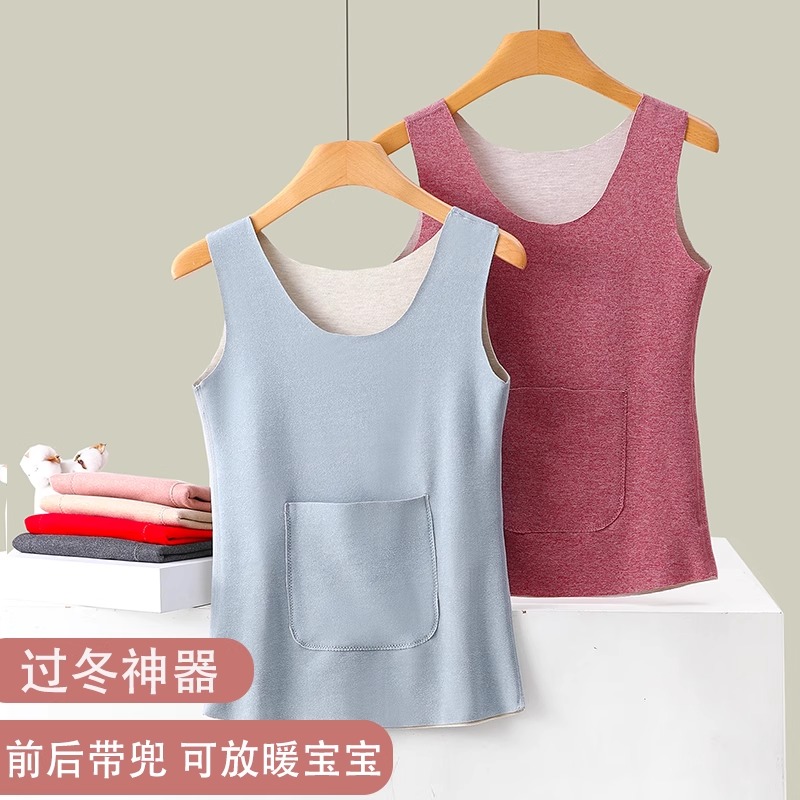 冬季德绒双口袋加绒保暖背心