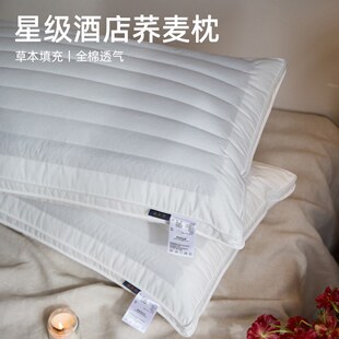 分区护颈枕头助眠荞麦枕芯不塌陷不变形偏硬枕四季通用一对拍二男