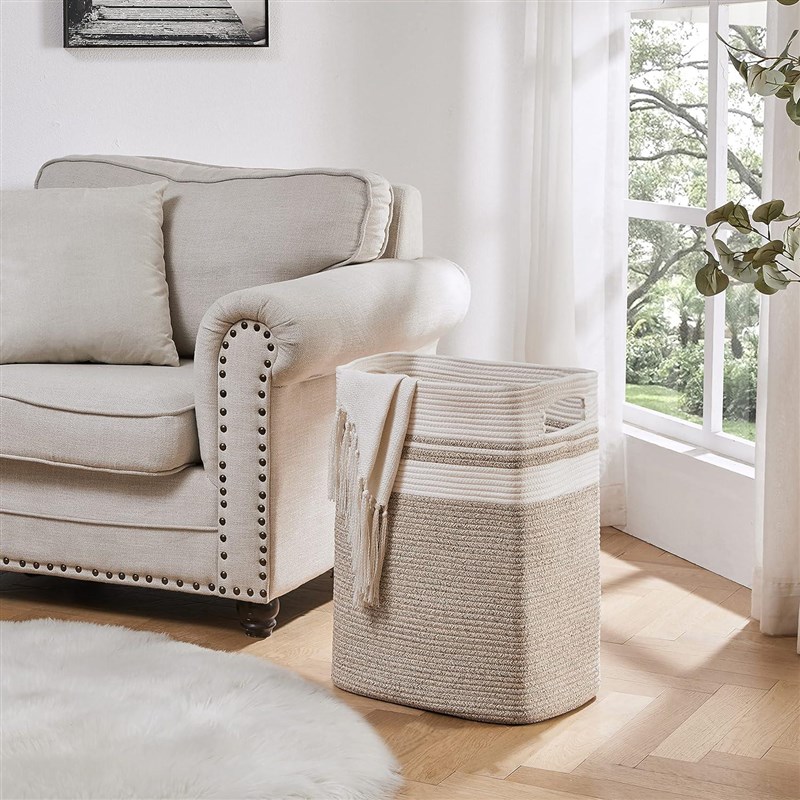 棉绳编织脏衣篓高颜值落地洗衣篮子家用脏衣服收纳筐大容量脏衣桶