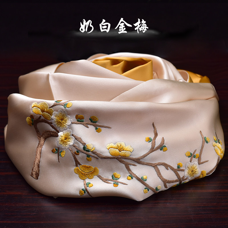 成都特产蜀绣手工刺绣围巾纪念品中国风桑蚕丝蜀绣丝巾出国送老外
