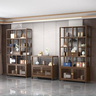 多宝阁博古架茶具茶叶柜置物架台式 实木中式 办公室茶桌展示收纳架