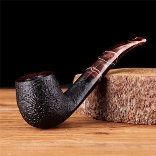 木香石楠木烟斗男士老式弯柄撞球斗手工实木过滤专用烟斗烟具配件