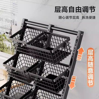 厨房家用加厚货架多层置物架超强承重便利店零食落地小推车带滑轮