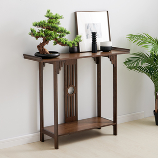 新玄关台靠墙桌子实木玄关柜佛台小条案窄长条桌供桌家用条几