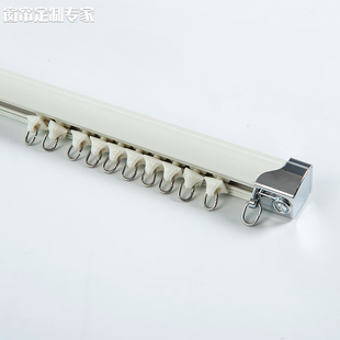 222 侧装 铝合金窗帘轨道 静音加厚窗帘轨道单轨道滑轨滑轮顶装