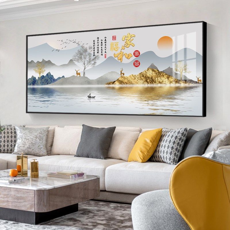 新客厅装饰画现代沙发背景墙挂画家和富贵大幅横晶瓷画,家居饰品,现代装饰画,淘宝优惠券,粉丝福利购,淘宝优惠卷