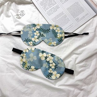 白色风铃花 双面真丝眼罩 头戴/挂耳 手工制作 轻薄款 睡眠遮光