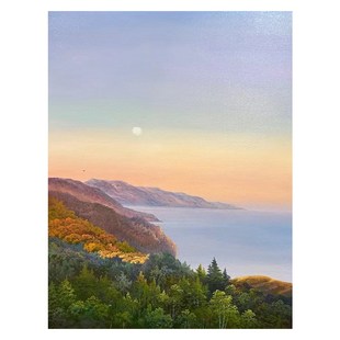 早晨日出东方手绘油画海边大海森林风景装饰画客厅挂画玄关肌理画