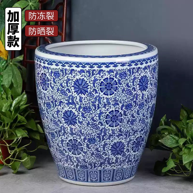 景德镇青花陶瓷古法生态养鱼缸加高缸庭院大缸大水缸睡莲荷花盆缸