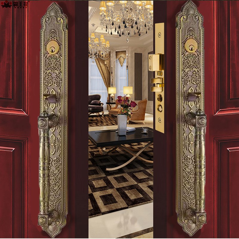 欧式豪华别墅大门锁复古子母门双开门对开门入户门家用实木门锁具