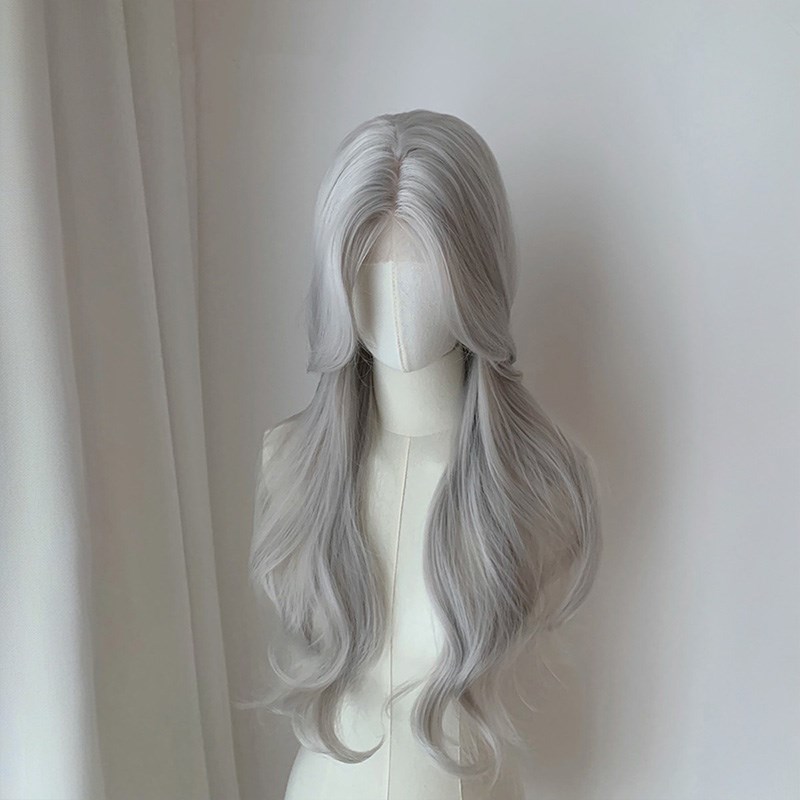 莱拉银灰色长卷发假发女八字刘海全发套万用cos2024新款