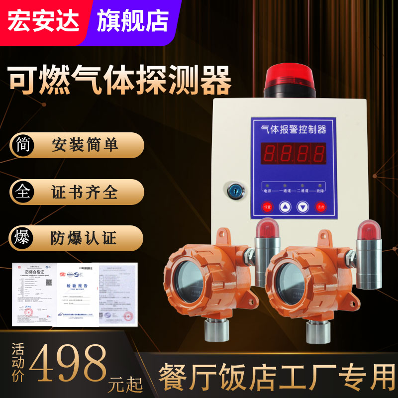 可燃气体探测报警器工业商用一氧化碳氧气硫化氢氯氨气浓度检测仪