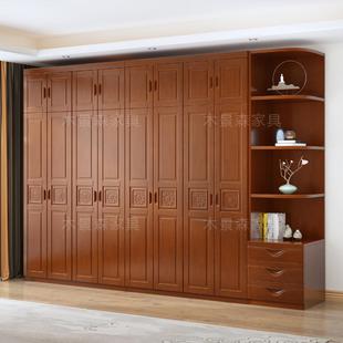 实木衣柜家用主卧室网红中式家俱原木整体组合橡木柜子小户型衣橱