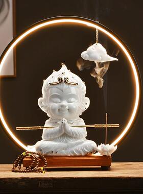 孙悟空大摆件陶瓷美猴王猴子家居装饰品齐天大圣倒流香炉灯饰摆设