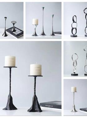 现代简约创意金属烛台餐桌茶几电视柜桌面玄关软装饰品工艺品摆件