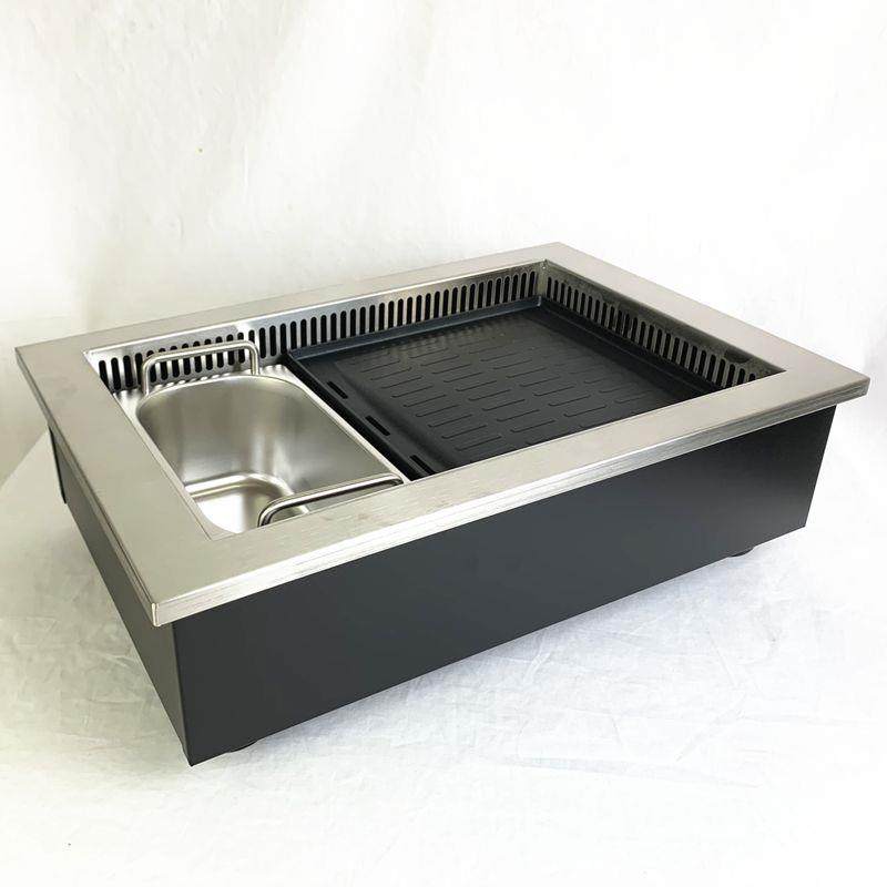 酒店商用烤涮一体炉 火锅烧烤两用电陶炉嵌入式下排烟涮烤炉