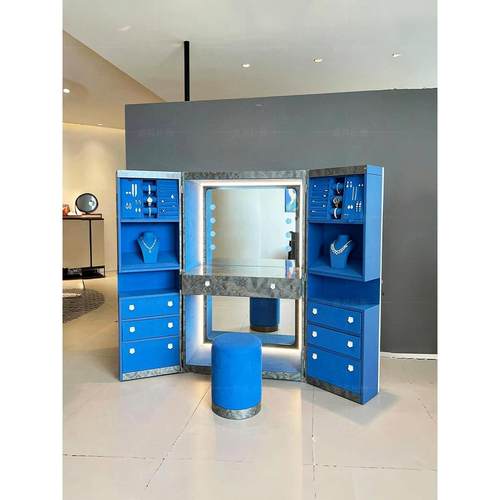 轻奢落地首饰柜梳妆台别墅家用现代设计高级感带镜绒布收纳珠宝柜