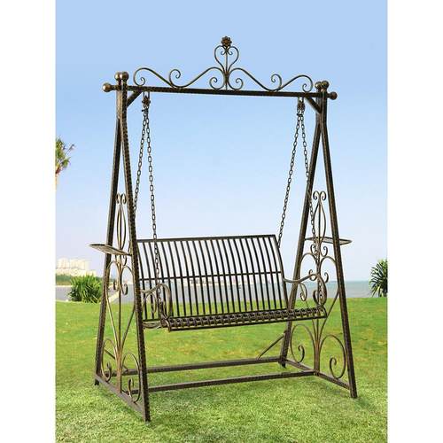 庭院秋千庭院摇椅户外双人秋千家用铁艺吊椅休闲藤椅室内凉亭摇篮