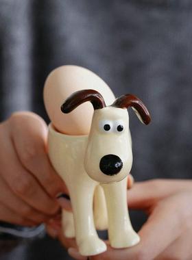 ZJ HOME可爱创意掌门狗蛋托卡通立体小狗桌面摆件烛台陶瓷鸡蛋托